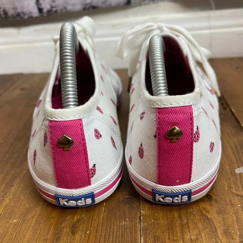 Keds x Kate Spade women’s size 7 white with pink lady bugs canvas shoes - Picture 4 of 10
